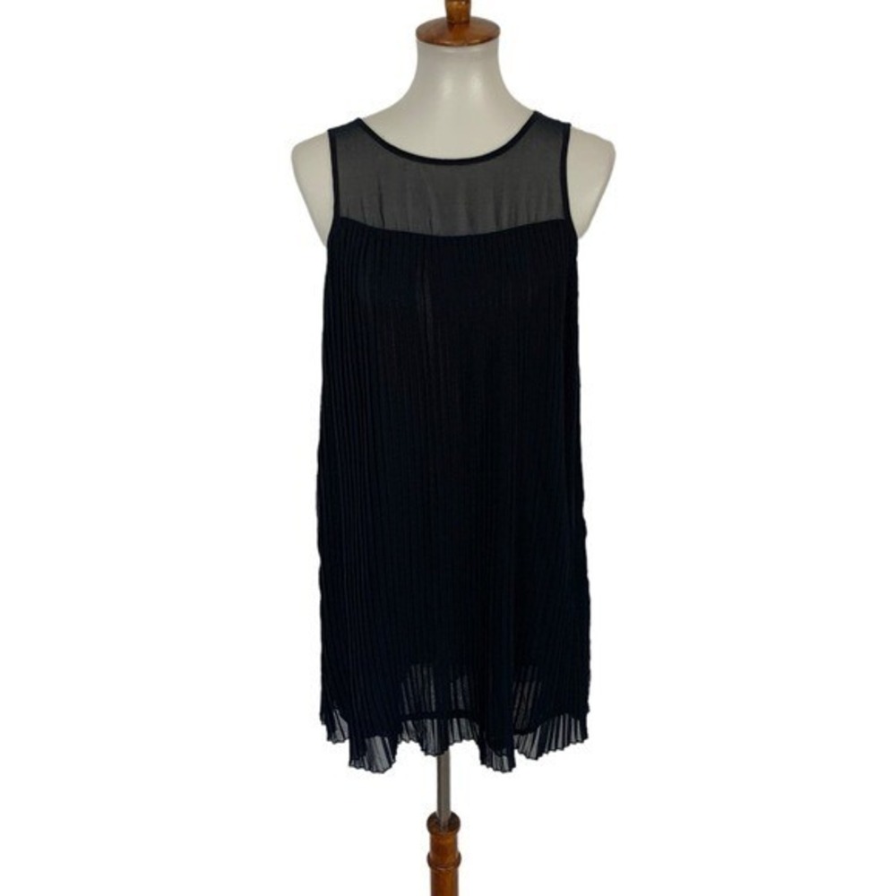 A‎ Is For Audrey Dress Medium Navy Sleeveless Pleated Retro Chic
